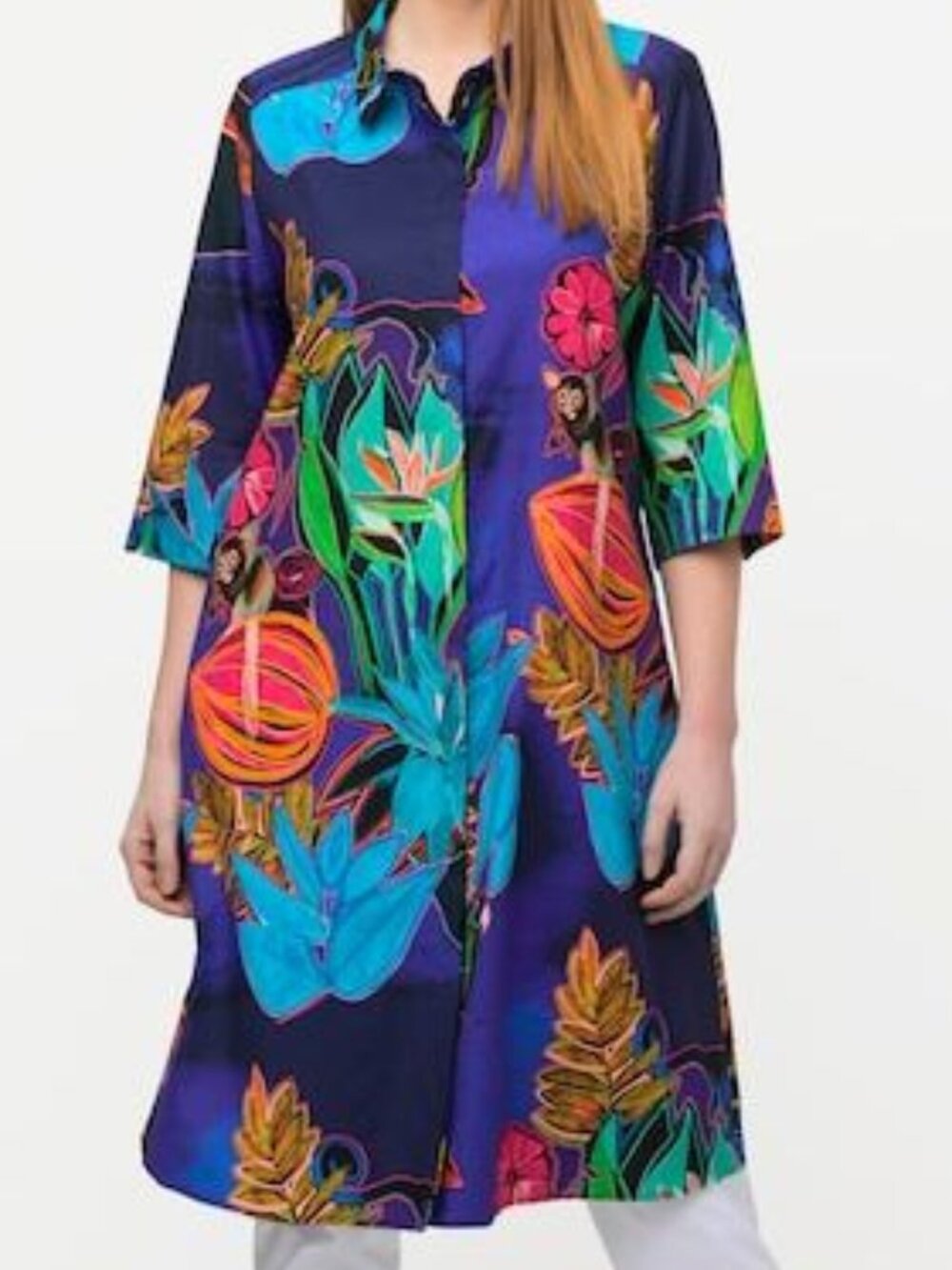 *NEW Ulla Popken Chameleon Print Button Down Collared Dress Size 24/26